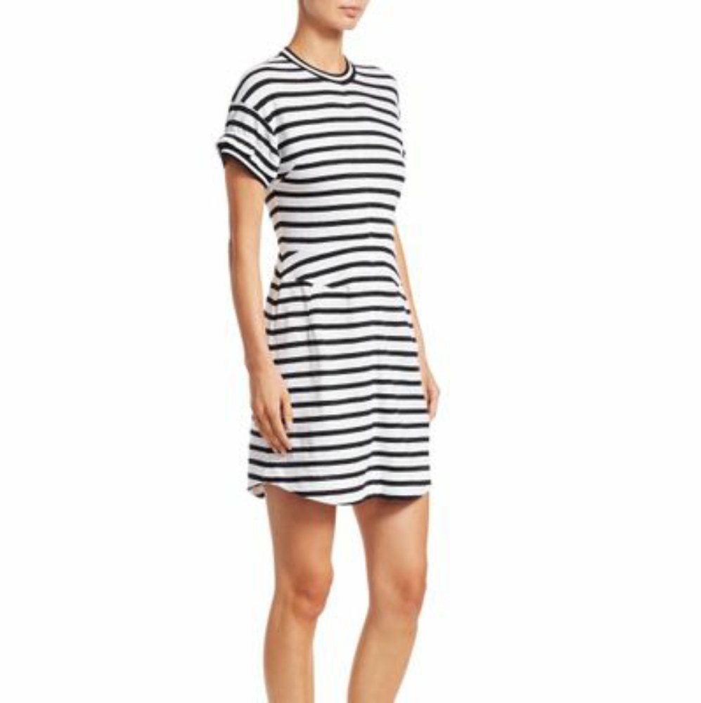 10 Crosby Derek Lam Black Striped T-Shirt Dress